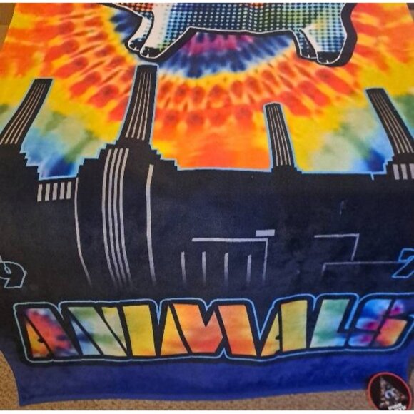 New Pink Floyd Animals Pig 1977 Beach Bath Pool Gift Towel Cotton Tie Dye Album - Picture 4 of 4